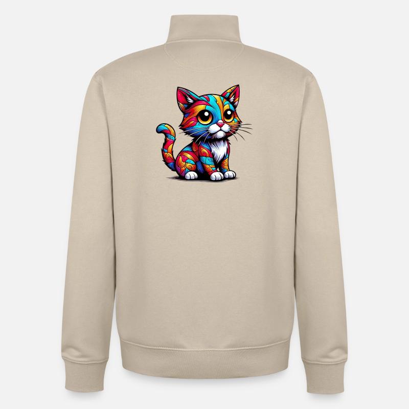 Chat - Sweat zippé unisexe en coton bio Stanley/Stella - beige crème