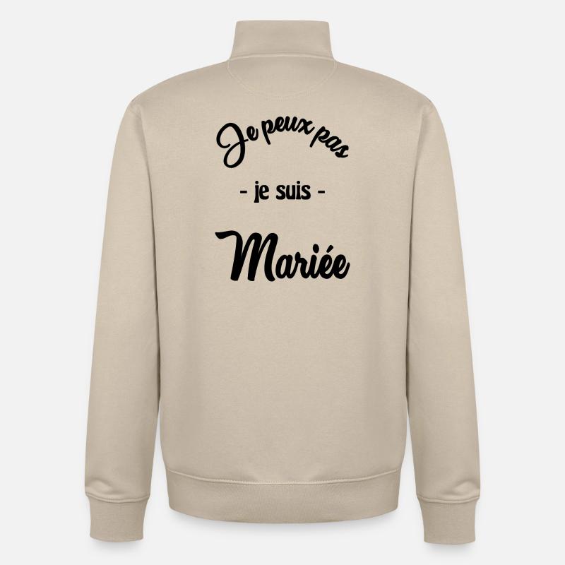I CAN'T I'M MARRIED - Unisex Organic Zip Sweatshirt by Stanley/Stella - desert dust