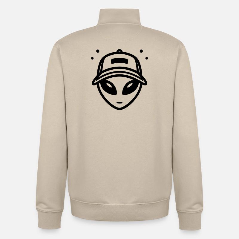Alien mit Trucker-Mütze - Unisex Organic Zip Sweatshirt von Stanley/Stella - Cremebeige