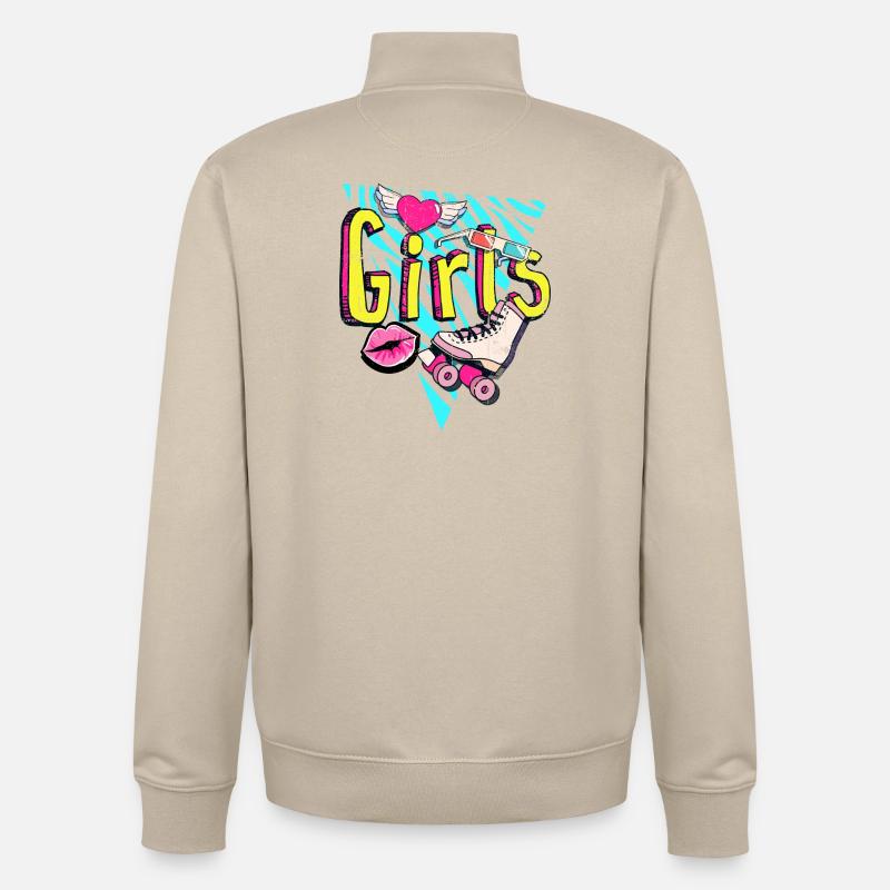 Mädchen Retro Roller Pop Art - Unisex Organic Zip Sweatshirt von Stanley/Stella - Cremebeige