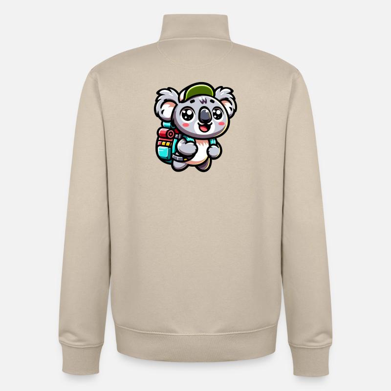 Abenteuerlustiger Koala Backpacker Illustration - Unisex Organic Zip Sweatshirt von Stanley/Stella - Cremebeige