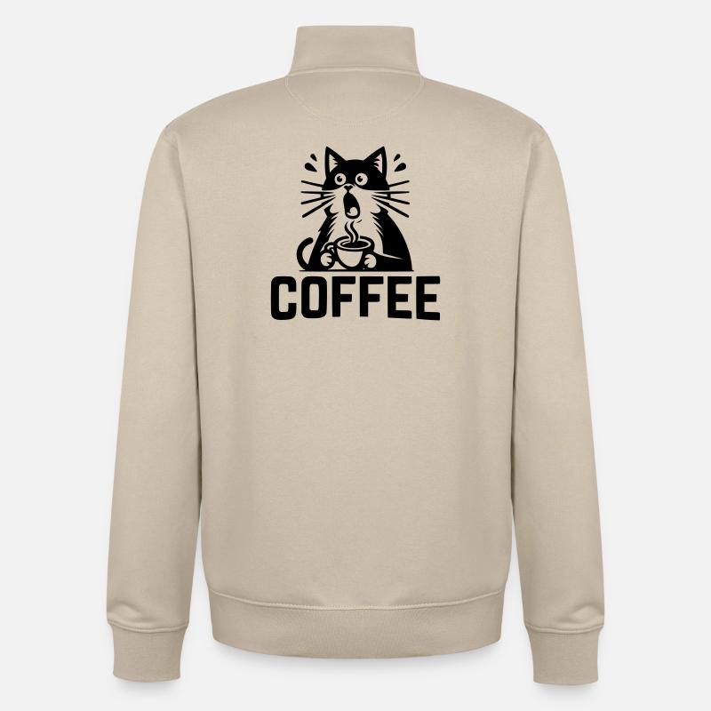 Cat Coffee - Unisex Organic Zip Sweatshirt by Stanley/Stella - desert dust