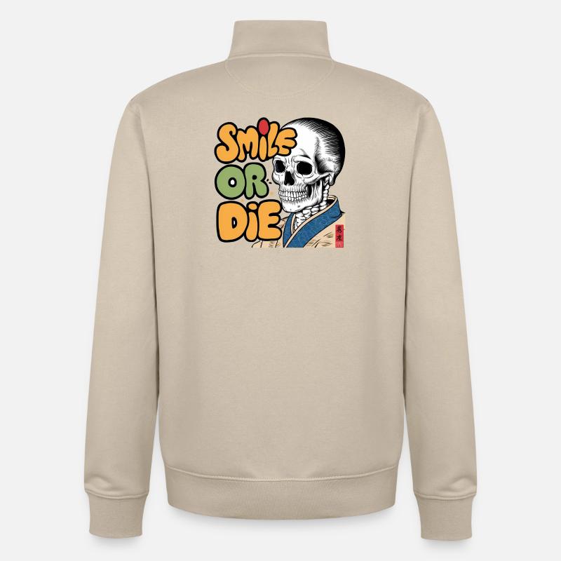 Skelettor mit optimistischer Botschaft - Unisex Organic Zip Sweatshirt von Stanley/Stella - Cremebeige