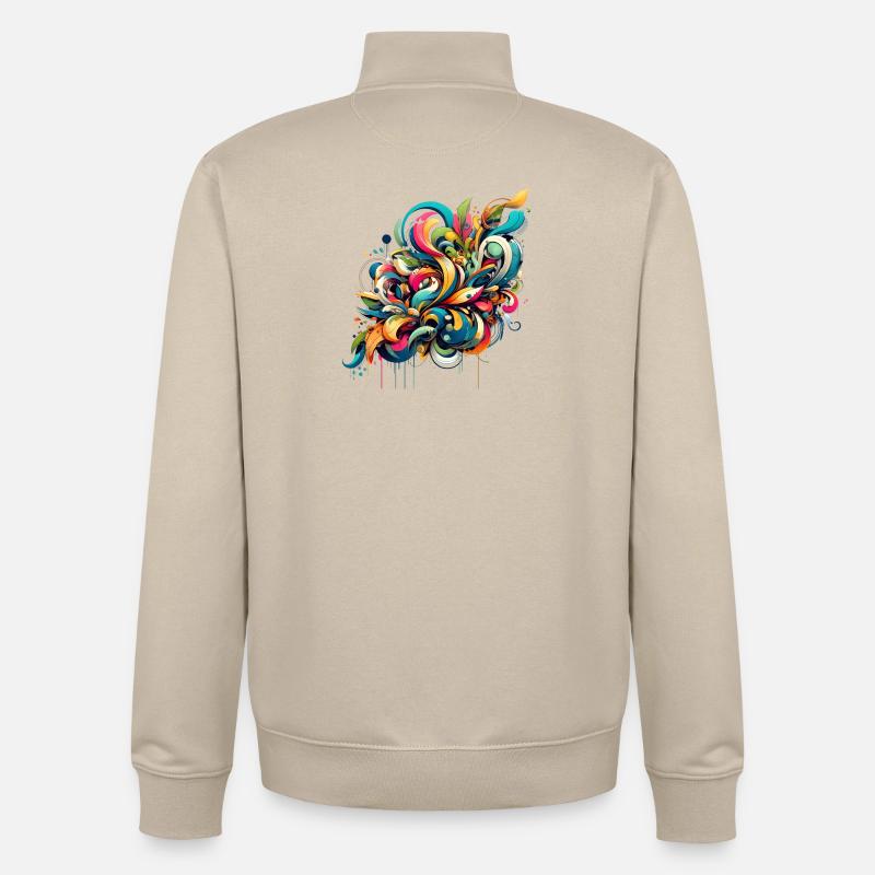 Coole florale dynamische Graffiti-Illustration - Unisex Organic Zip Sweatshirt von Stanley/Stella - Cremebeige