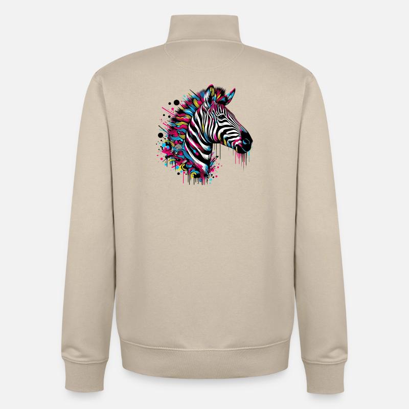 Zebra - Unisex Organic Zip Sweatshirt by Stanley/Stella - desert dust