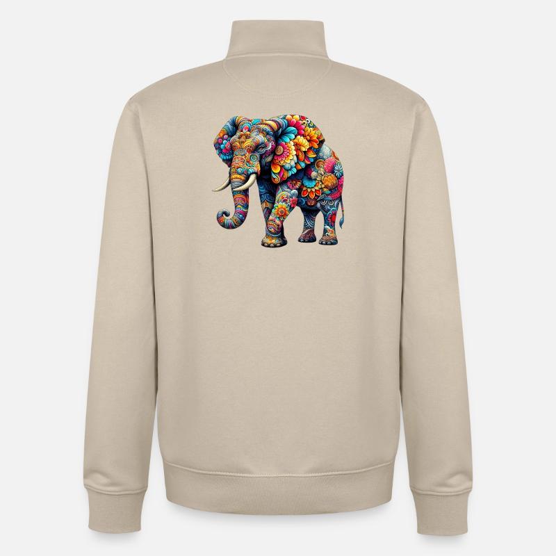 Éléphant - Sweat zippé unisexe en coton bio Stanley/Stella - beige crème