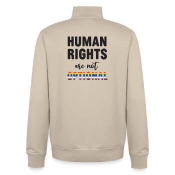 LGBT Pride Month - Menschenrechte sind nicht optional - Unisex Organic Zip Sweatshirt von Stanley/Stella - Cremebeige - Hinten - AI Model Male 185 dark (185cm)