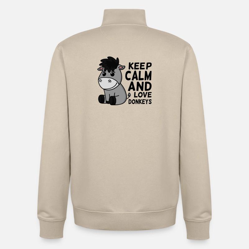 Esel Liebe Spruch Lustig Geschenk - Unisex Organic Zip Sweatshirt von Stanley/Stella - Cremebeige