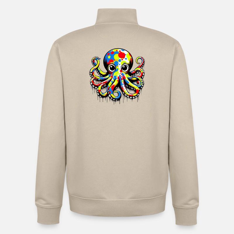 Pieuvre - Sweat zippé unisexe en coton bio Stanley/Stella - beige crème