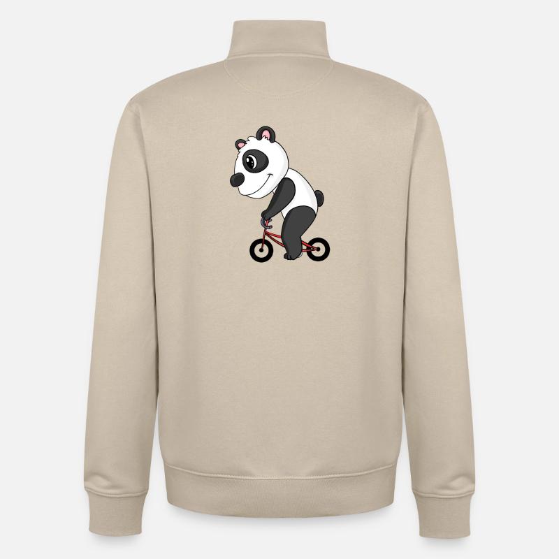 Vélo Panda - Sweat zippé unisexe en coton bio Stanley/Stella - beige crème