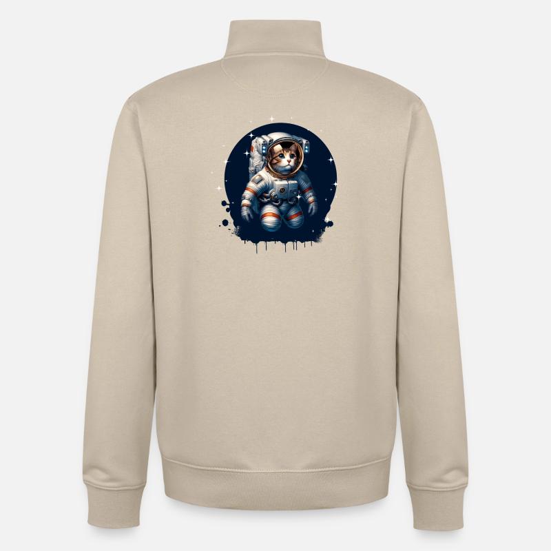 Un chat en costume d’astronaute - Sweat zippé unisexe en coton bio Stanley/Stella - beige crème