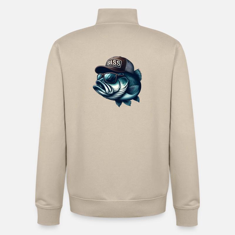 chasseur de bar rayé - Sweat zippé unisexe en coton bio Stanley/Stella - beige crème