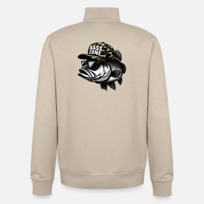 Zone de bar rayé - Sweat zippé unisexe en coton bio Stanley/Stella - beige crème