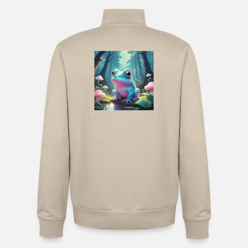 Frosch im Märchenwald - Unisex Organic Zip Sweatshirt von Stanley/Stella - Cremebeige