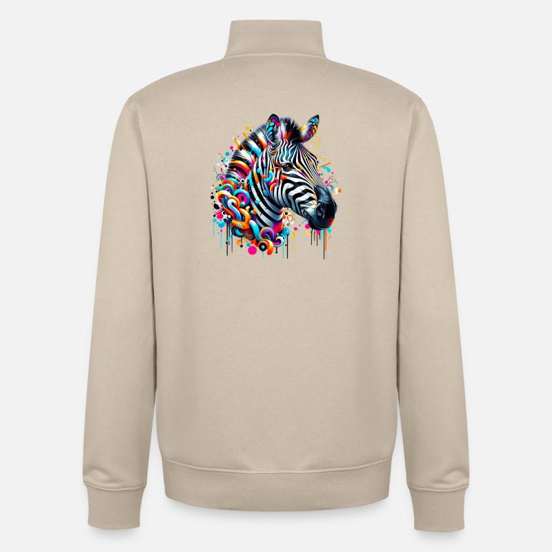 Zebra - Unisex Organic Zip Sweatshirt by Stanley/Stella - desert dust
