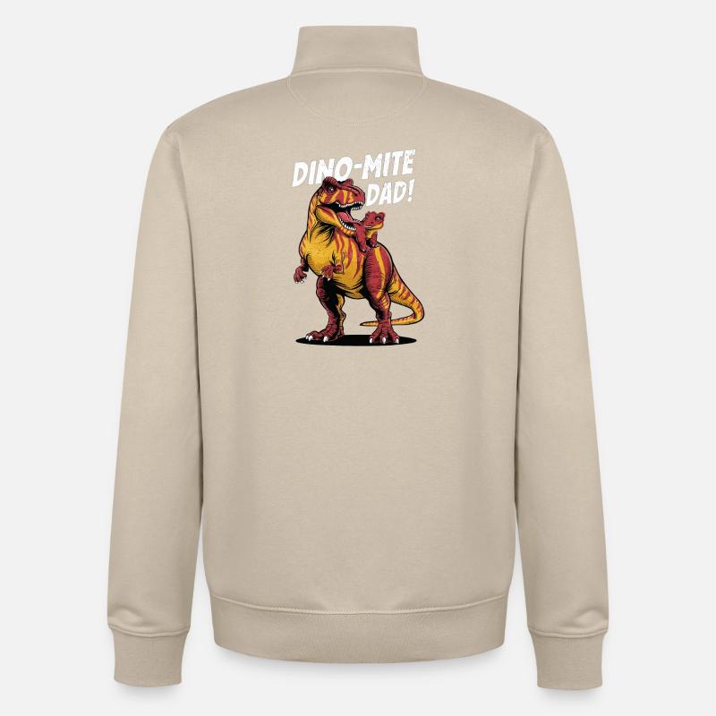 Dino-Mite Dad - T-Rex Power - Sweat zippé unisexe en coton bio Stanley/Stella - beige crème