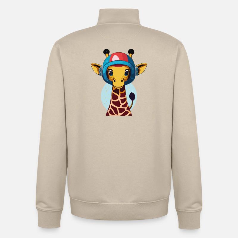 Girafe de l’espace avec casque - Sweat zippé unisexe en coton bio Stanley/Stella - beige crème