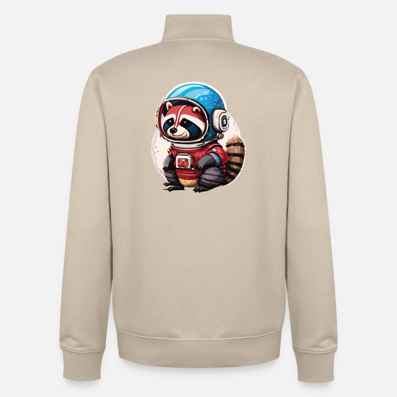 Spaceman raton laveur avec smartphone - Sweat zippé unisexe en coton bio Stanley/Stella - beige crème