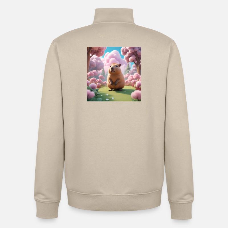 Capybara - Sweat zippé unisexe en coton bio Stanley/Stella - beige crème