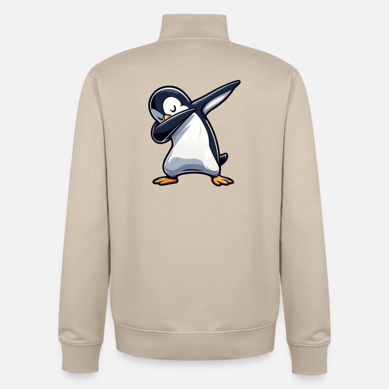Penguin Dab Dabbing Cool Relaxed - Unisex Organic Zip Sweatshirt by Stanley/Stella - desert dust