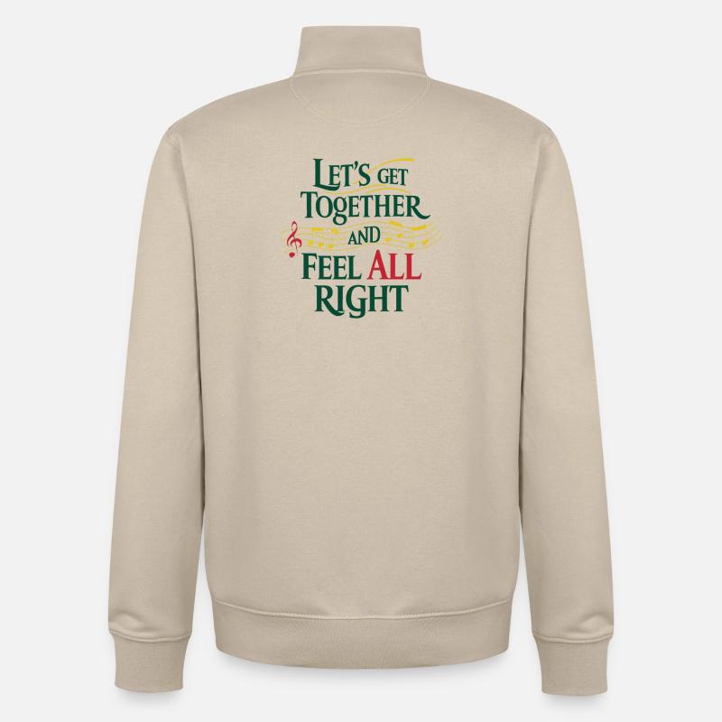 Let get ... Notes musicales - Sweat zippé unisexe en coton bio Stanley/Stella - beige crème