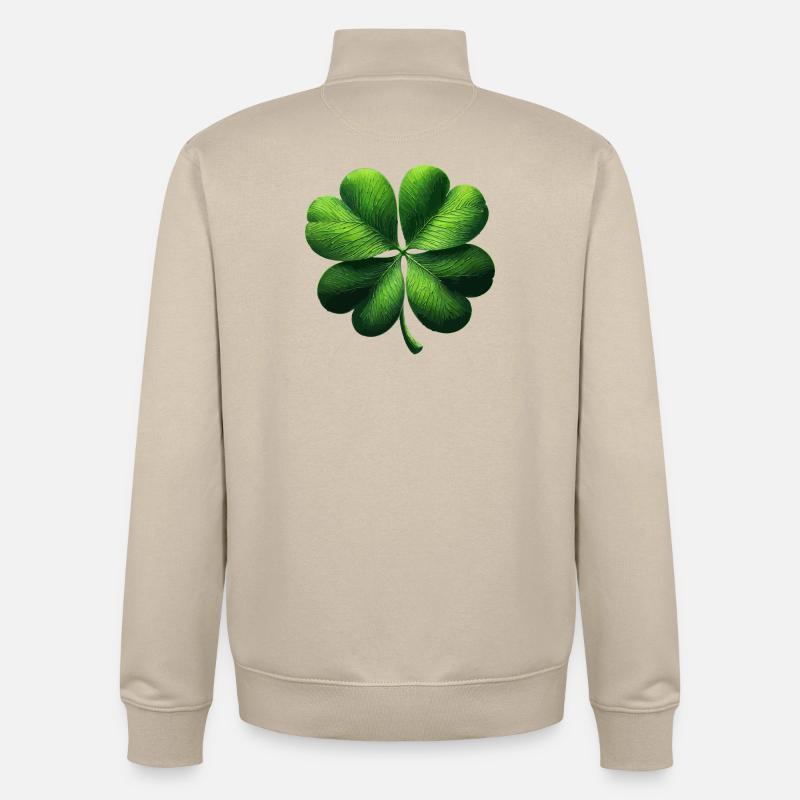 Vierblättriges Kleeblatt - Unisex Organic Zip Sweatshirt von Stanley/Stella - Cremebeige