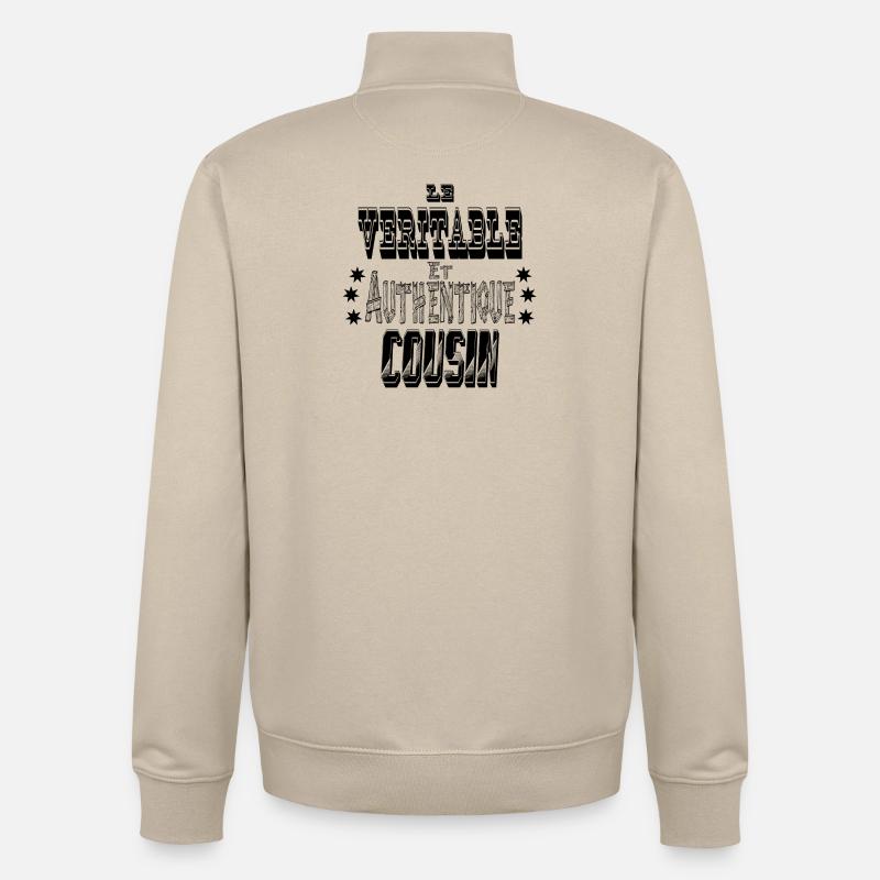 Le Véritable et Authentique Cousin - Sweat zippé unisexe en coton bio Stanley/Stella - beige crème