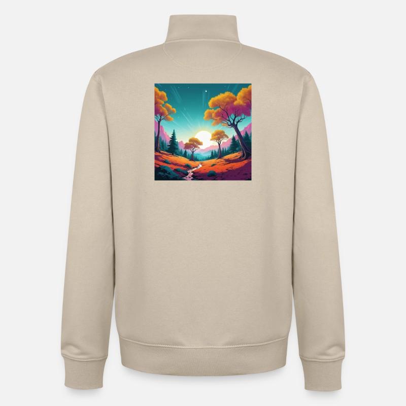 Coucher de soleil - Sweat zippé unisexe en coton bio Stanley/Stella - beige crème