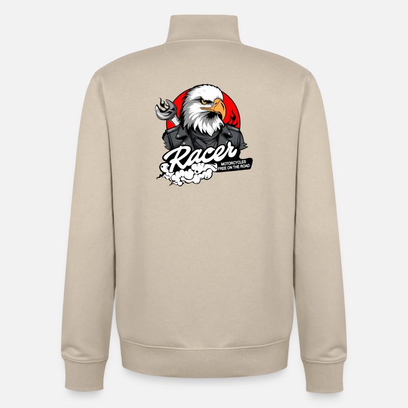 BIKER EAGLE - Sweat zippé unisexe en coton bio Stanley/Stella - beige crème