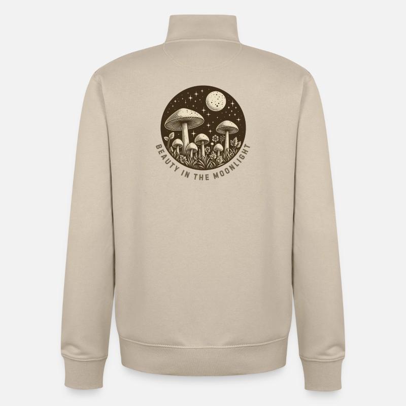 Champignons au clair de lune - Sweat zippé unisexe en coton bio Stanley/Stella - beige crème