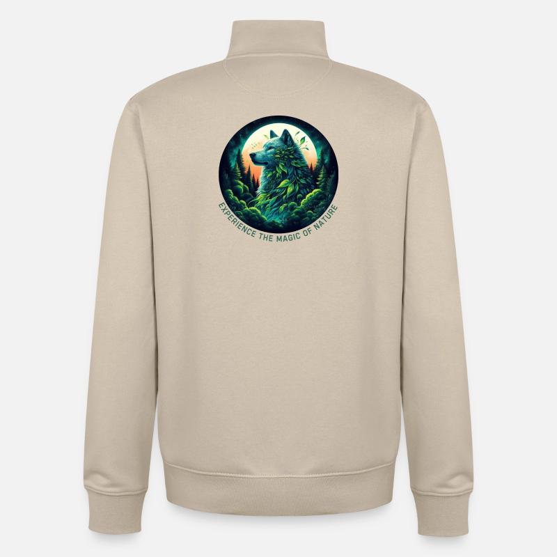 Loup dans la forêt - Sweat zippé unisexe en coton bio Stanley/Stella - beige crème