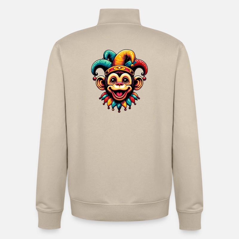 Singe Bouffon - Sweat zippé unisexe en coton bio Stanley/Stella - beige crème