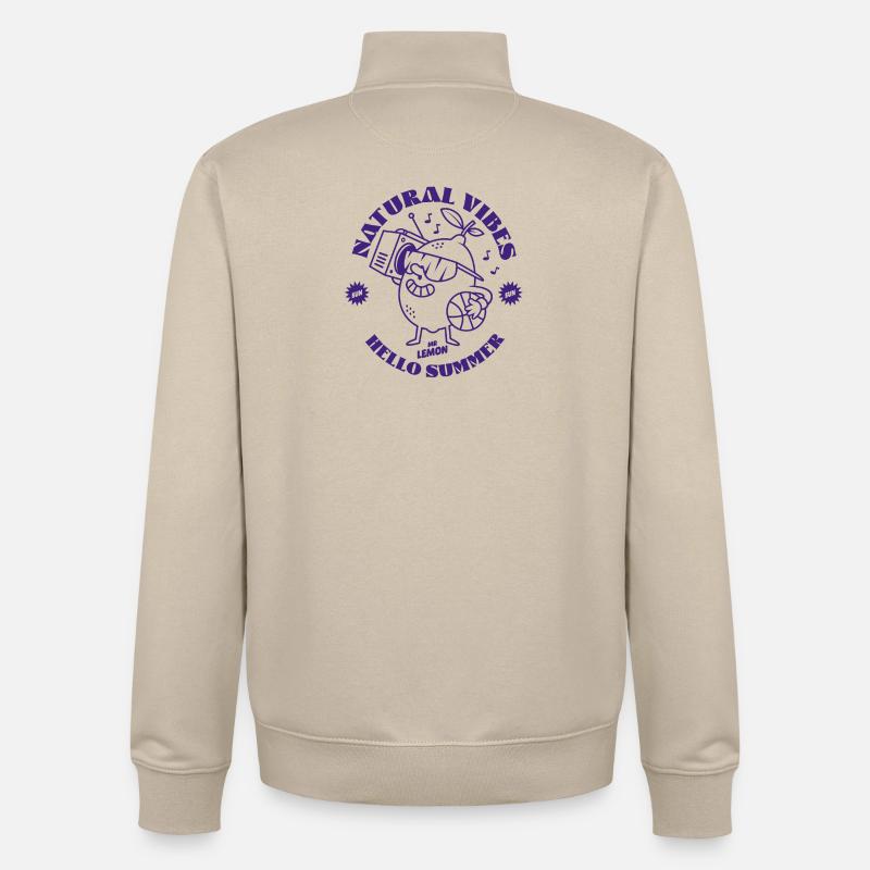 Lemon purple - Sweat zippé unisexe en coton bio Stanley/Stella - beige crème