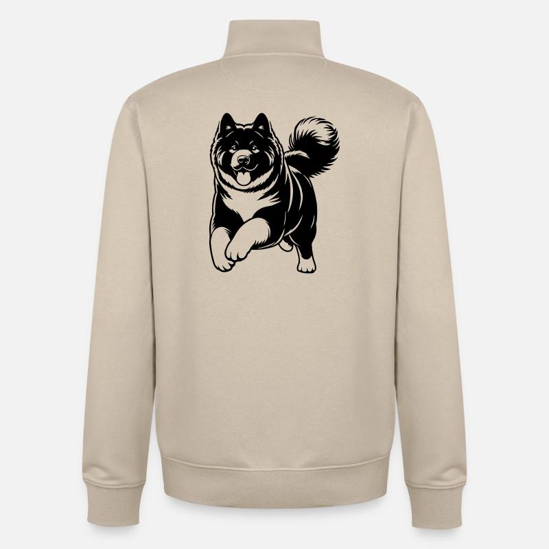 Akita américain - Sweat zippé unisexe en coton bio Stanley/Stella - beige crème
