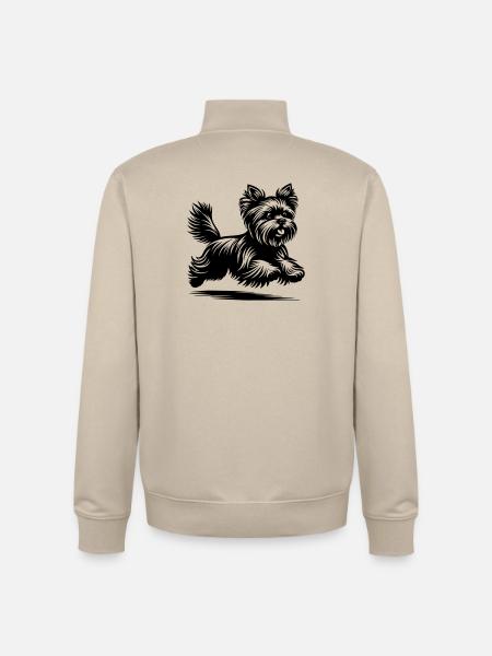 Yorkshire Terrier - Sweat zippé unisexe en coton bio Stanley/Stella - beige crème