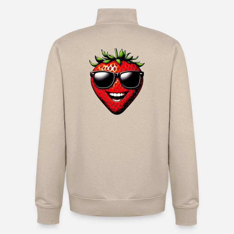 Fraise avec lunettes de soleil - Sweat zippé unisexe en coton bio Stanley/Stella - beige crème