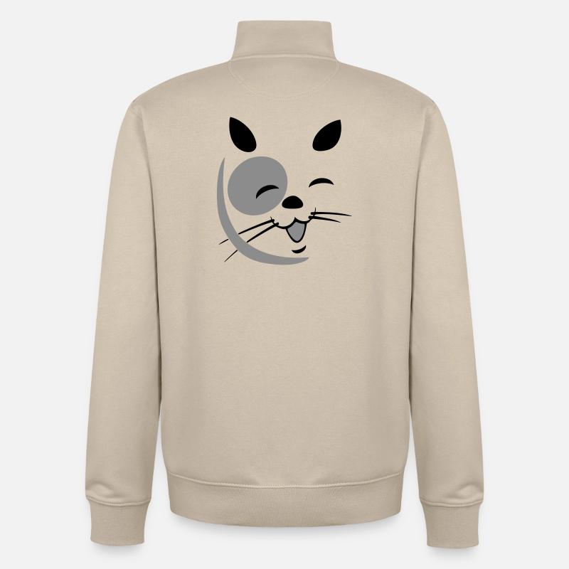 Visage de chat - Sweat zippé unisexe en coton bio Stanley/Stella - beige crème