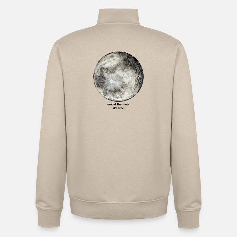 regarde la lune, c'est gratuit - Sweat zippé unisexe en coton bio Stanley/Stella - beige crème