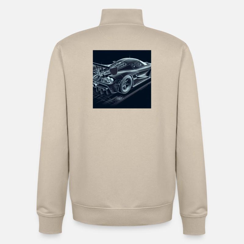 Vision de la voiture de course Blueprint - Sweat zippé unisexe en coton bio Stanley/Stella - beige crème