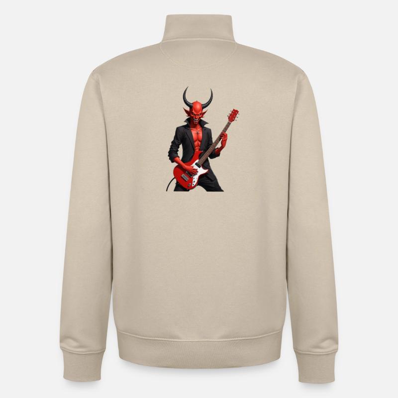 Devil with red electric guitar - Unisex Organic Zip Sweatshirt by Stanley/Stella - desert dust