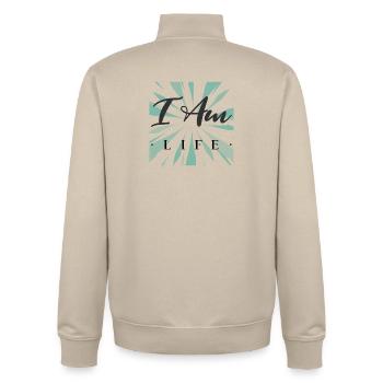 Ich bin das Leben - Unisex Organic Zip Sweatshirt von Stanley/Stella - Cremebeige - Hinten - AI Model Male 185 dark (185cm)