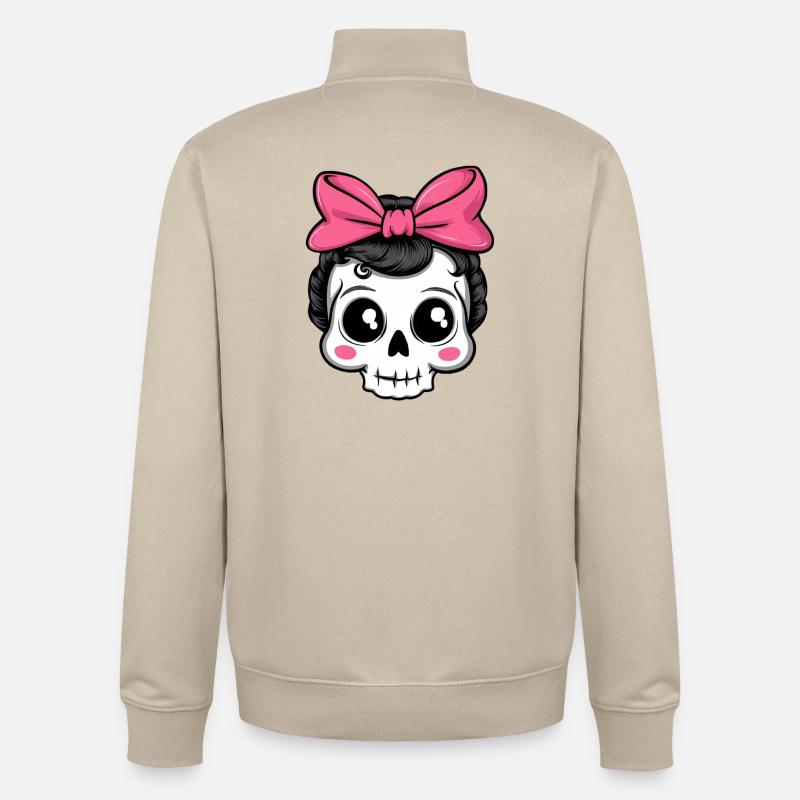 Crâne Rockabilly mignon des années 60 - Sweat zippé unisexe en coton bio Stanley/Stella - beige crème