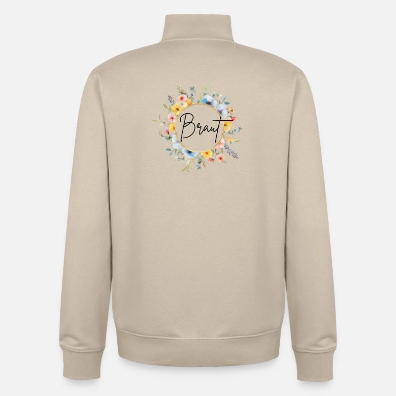 Team Braut! Personalisierbar - Unisex Organic Zip Sweatshirt von Stanley/Stella - Cremebeige