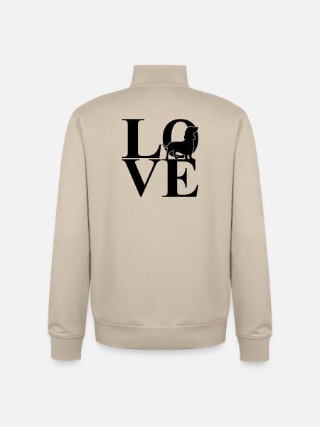 Dachshund Love Dog Motif - Unisex Organic Zip Sweatshirt by Stanley/Stella - desert dust