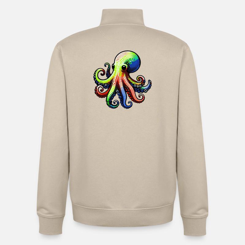 Pieuvre - Sweat zippé unisexe en coton bio Stanley/Stella - beige crème