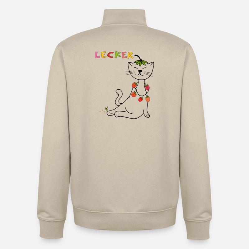 Fraises Chat - Sweat zippé unisexe en coton bio Stanley/Stella - beige crème