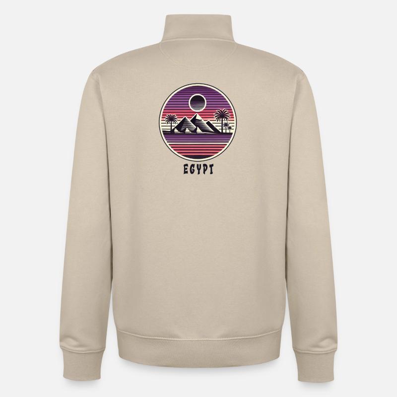 Design de pyramide égyptienne - Sweat zippé unisexe en coton bio Stanley/Stella - beige crème