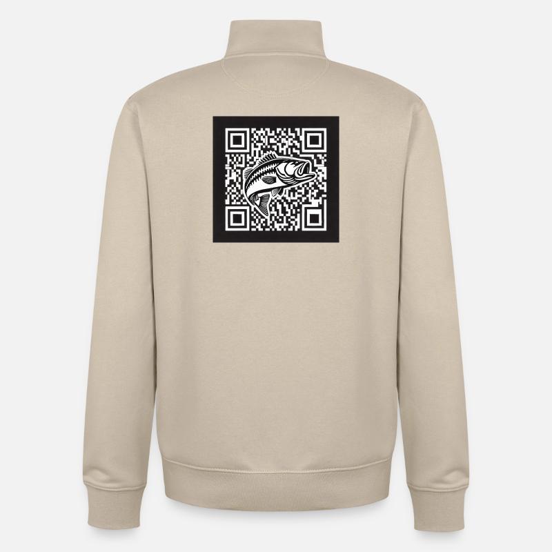 Barsch QR Code Design - Unisex Organic Zip Sweatshirt von Stanley/Stella - Cremebeige