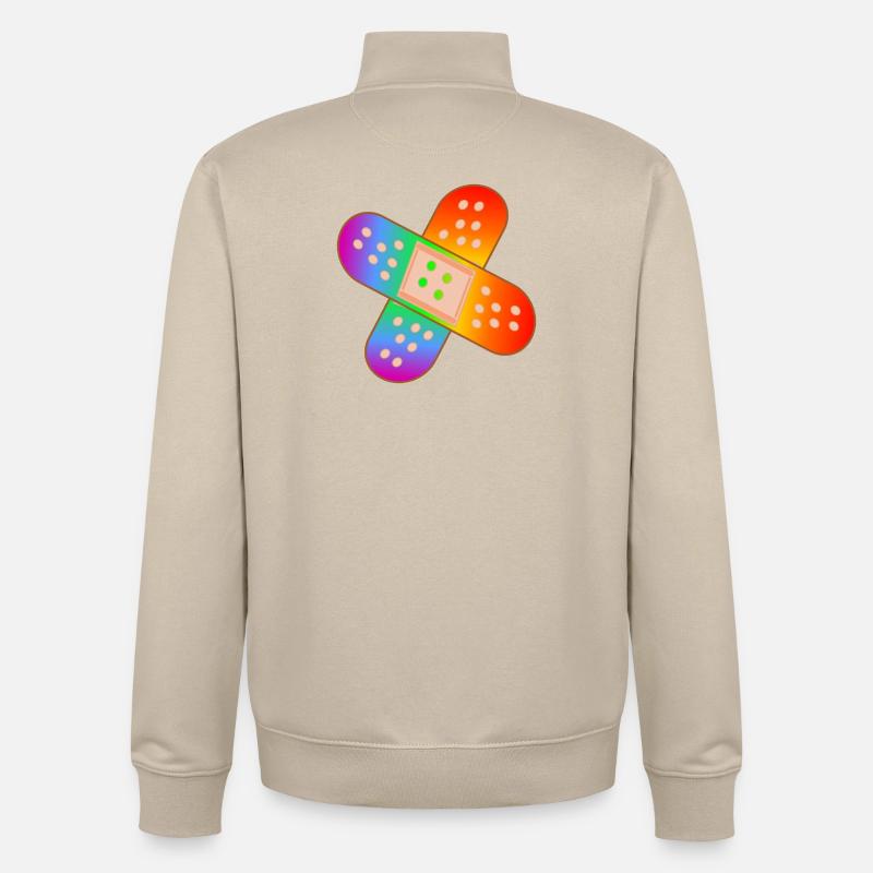RAINBOW PATCH - Unisex Organic Zip Sweatshirt by Stanley/Stella - desert dust