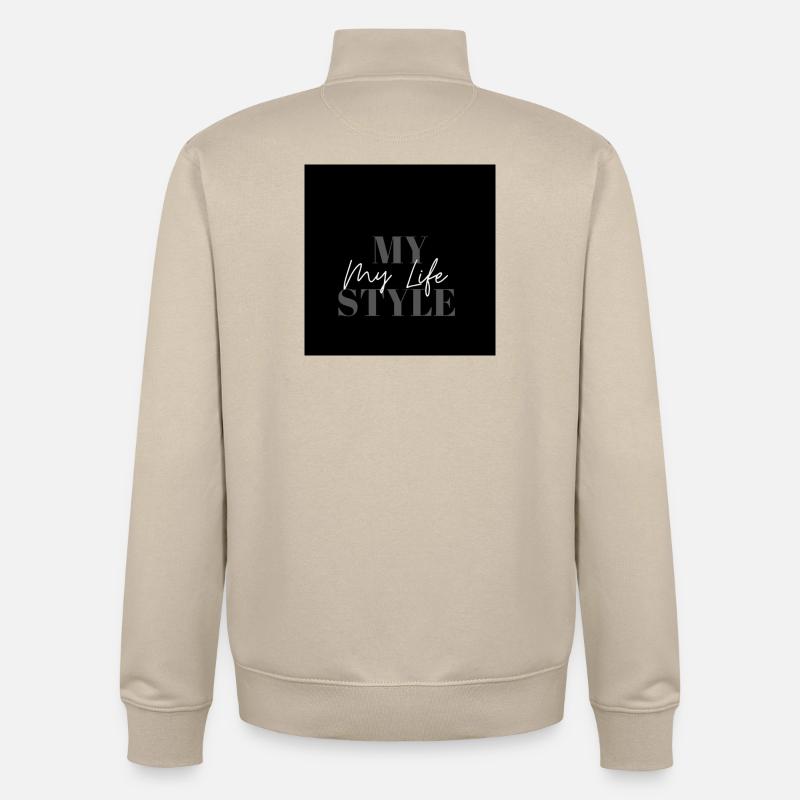 My Life Style Typo Script auf Schwarz - Unisex Organic Zip Sweatshirt von Stanley/Stella - Cremebeige